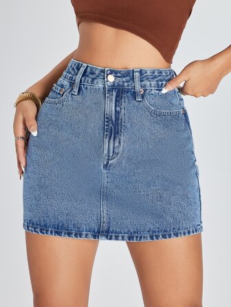 Jeansrock mit hoher Taille