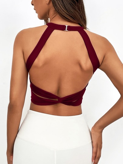 Light Support Cut Out Mesh Insert Crop Sports Bra