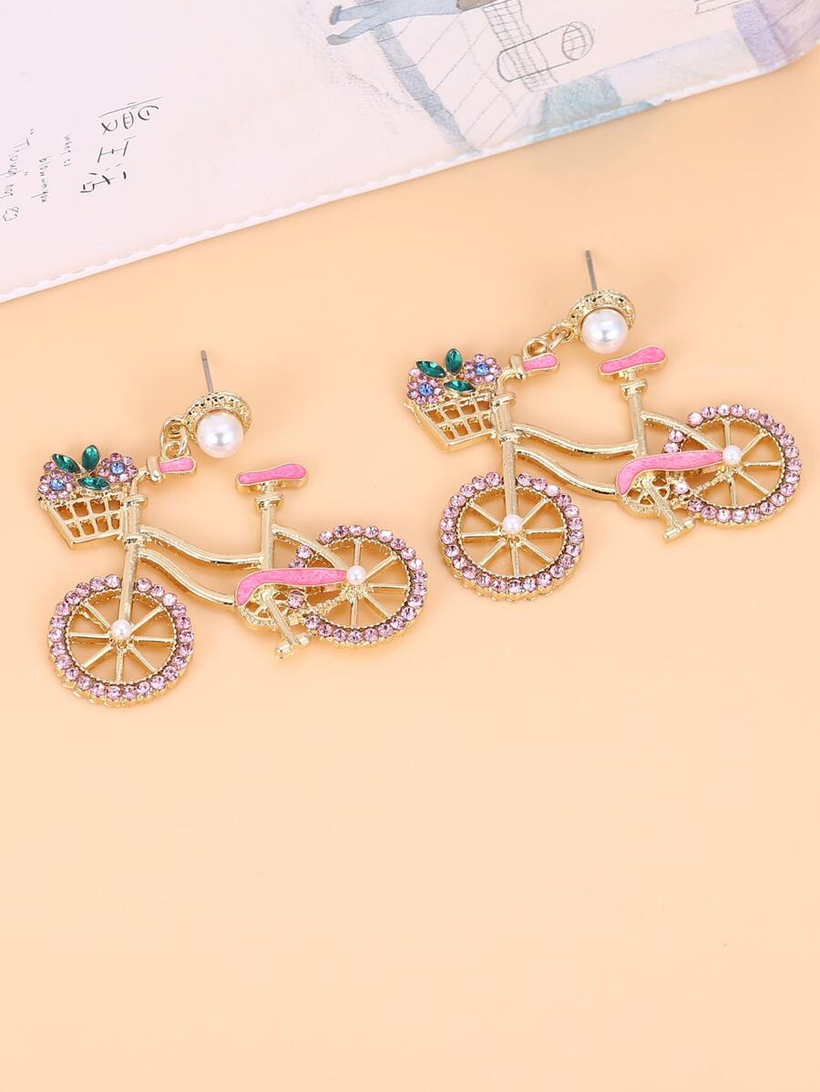 Rhinestone Bike Decor Drop Earrings SHEIN USA