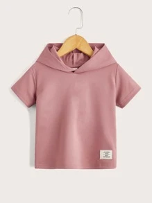 SHEIN 小男童補丁細節連帽T恤 - 藕粉色 - 查看 1