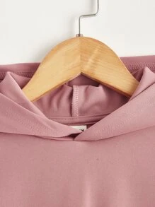 SHEIN 小男童補丁細節連帽T恤 - 藕粉色 - 查看 3