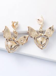 juran 1 Cặp bông tai mặt dây chuyền hình dơi đính đá phong cách Gothic dành cho nữ - màu đen - Xem 2