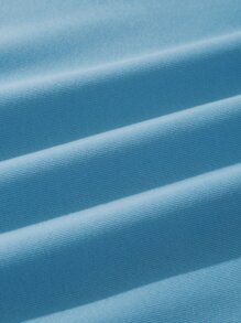 Men Kangaroo Pocket Drawstring Thermal Hoodie - Baby Blue - View 5