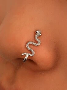Snake Decor Nose Cuff Unisex Fashion Punk Body Piercing Jewelry - Silver - View 1