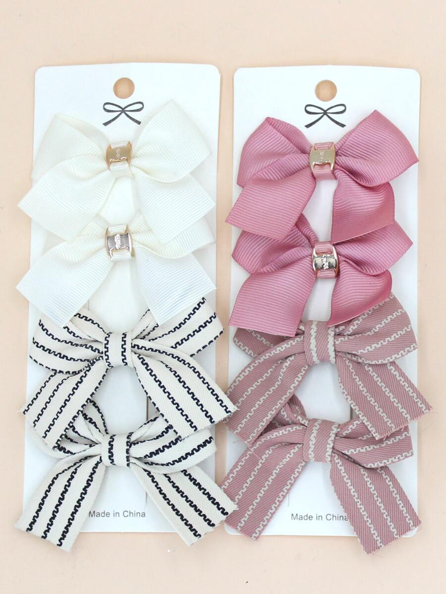 8pcs Toddler Girls Bow Decor Hair Clip