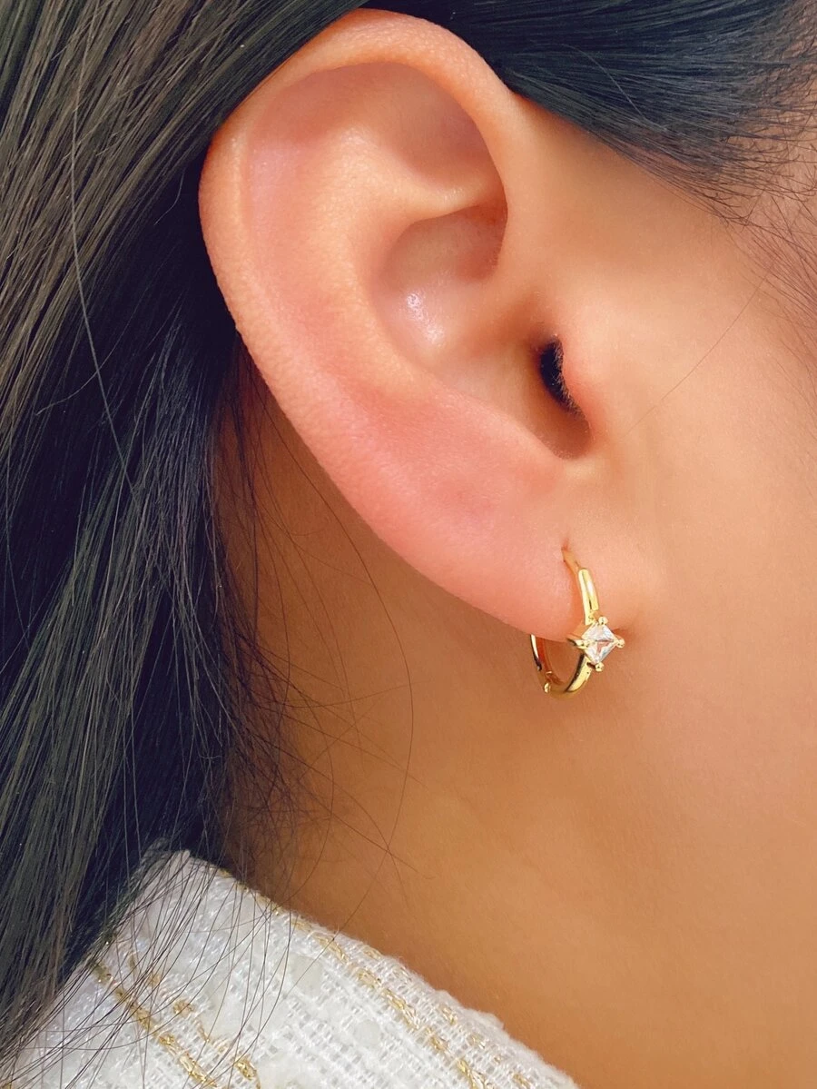 Vòng khuyên tai Khối Zirconia  Trang trí - Vàng - Xem 1