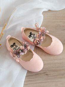 Girls Flower Decor Mary Janes - Pink - View 1