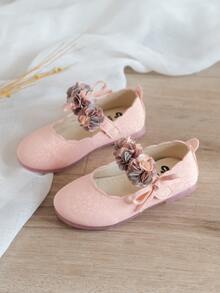 Girls Flower Decor Mary Janes - Pink - View 2