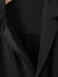 Manfinity Homme Áo sơ mi Nam Nút màu trơn Cơ bản - màu đen - Xem 3