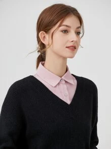 Simple Solid Color Fake Collar 1 Piece - Pink - View 2