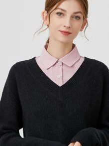 Simple Solid Color Fake Collar 1 Piece - Pink - View 7