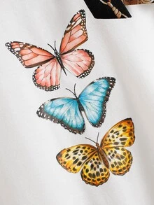 Toddler Girls Butterfly Print Tie Shoulder Tee - White - View 4