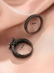 2 Miếng Nhẫn Khối Zirconia  Trang trí - Màu Đen Súng - Xem 4