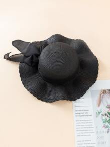 Mũ Rơm trang trí nơ - màu đen - Xem 4