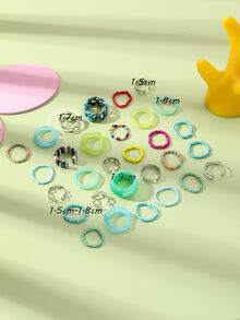 Niñas 30 piezas Anillo con adorno de corazón - Multicolor - Ver 3