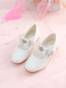 Niñas Zapatos mary jane con diamante de imitación & con diseño de lazo - Blanco - Ver 1