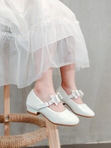 Niñas Zapatos mary jane con diamante de imitación & con diseño de lazo - Blanco - Ver 4