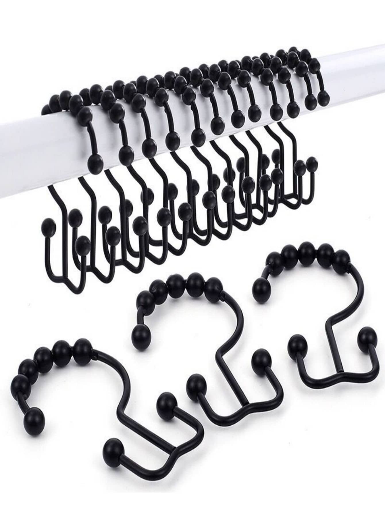 12pcs Shower Curtain Hook - Black - View 1