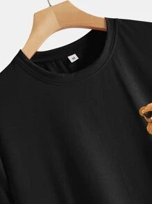 Manfinity Hypemode Hombres Camiseta con estampado de oso - Negro - Ver 4