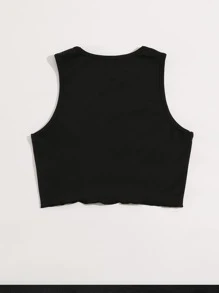 SHEIN Unity Top tank con diamante de imitación con patrón de esqueleto - Negro - Ver 2