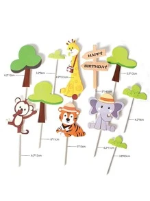 11 cái Bánh Hình Động Vật Hoạt Hình Topper - Nhiều màu - Xem 3