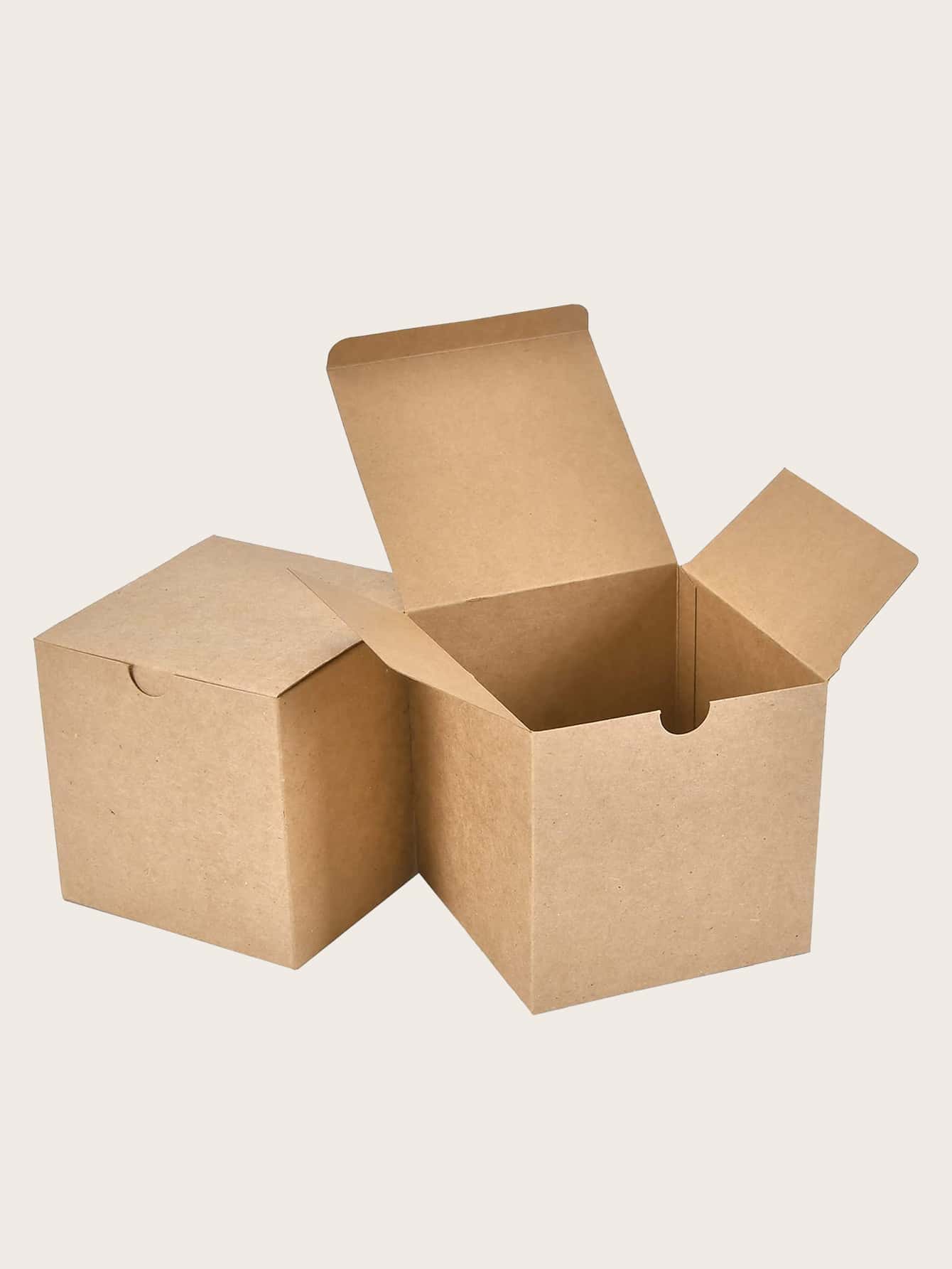 5pcs/Set Square Gift Packaging Boxes With Ribbon, Gift Box, Present Box, Gift Bag - Khaki - View 1