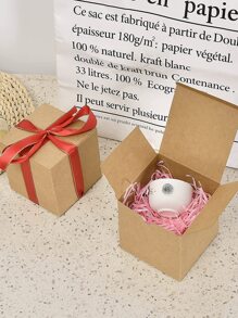 5pcs/Set Square Gift Packaging Boxes With Ribbon, Gift Box, Present Box, Gift Bag - Khaki - View 2