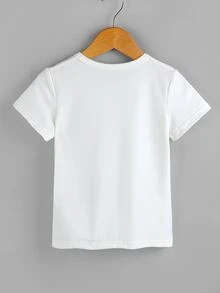 小男童標語圖案T恤 - 白色 - 查看 2