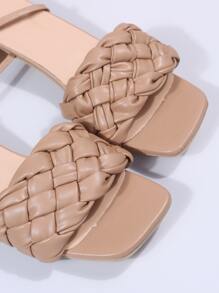 粗跟綁帶涼鞋 - 杏色 - 查看 7