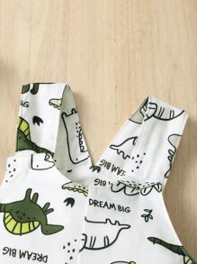 Áo liền quần Em bé Túi Lá thư Khủng long Giải trí - trắng - Xem 3