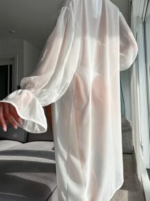Sheer Chiffon Kimono Summer - White - View 3