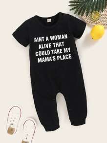 Bodysuit em bé Slogan màu đen Giải trí - màu đen - Xem 1