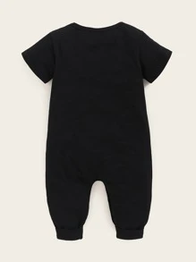 Bodysuit em bé Slogan màu đen Giải trí - màu đen - Xem 2