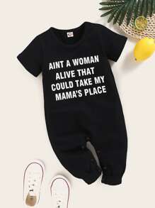 Bodysuit em bé Slogan màu đen Giải trí - màu đen - Xem 5