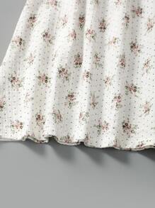 Đầm bé gái viền lá sen Hoa Chấm bi Dễ thương - trắng - Xem 3