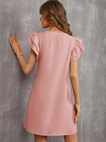 SHEIN Privé Layered Ruffle Trim Tunic Dress