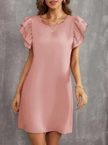 SHEIN Privé Layered Ruffle Trim Tunic Dress