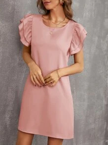 SHEIN Privé Layered Ruffle Trim Tunic Dress