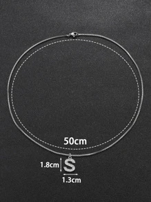 Hombres Collar con diamante de imitación colgante de letra - Plateado - Ver 4