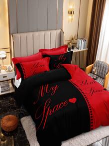 Letter Graphic Duvet Cover Set Without Filler - Multicolor - View 2