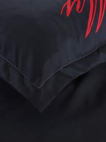 Letter Graphic Duvet Cover Set Without Filler - Multicolor - View 4