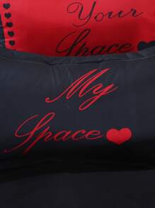 Letter Graphic Duvet Cover Set Without Filler - Multicolor - View 6