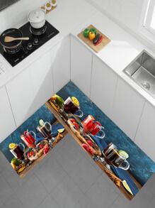 1pc Juice Pattern Non-slip Kitchen Rug - Multicolor - View 5