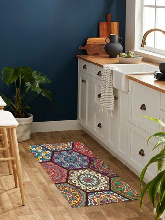 1pc Mandala Pattern Non-slip Kitchen Rug