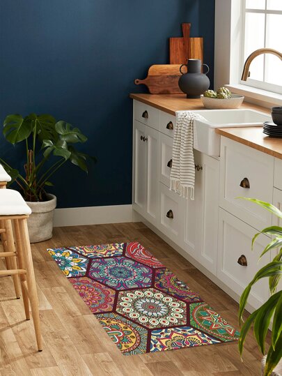 1pc Mandala Pattern Non-slip Kitchen Rug