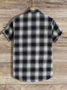Manfinity Homme Men Plaid Print Shirt Without Tee - Black and White - View 2