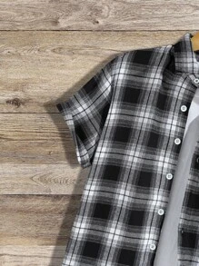 Manfinity Homme Men Plaid Print Shirt Without Tee - Black and White - View 4