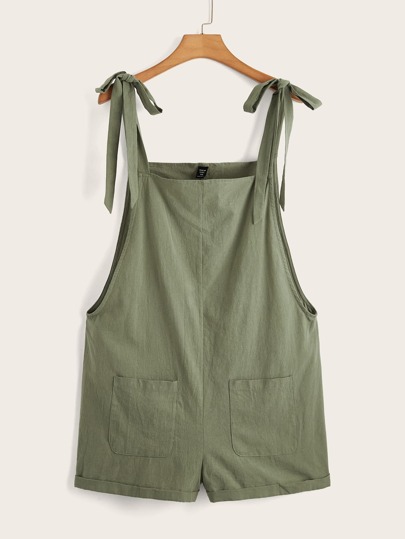 Plus Knot Shoulder Patch Pocket Romper
