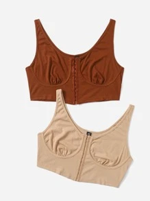 SHEIN EZwear Plus Size 2 Packs Ruched Bust Tank Top - Multicolor - View 3