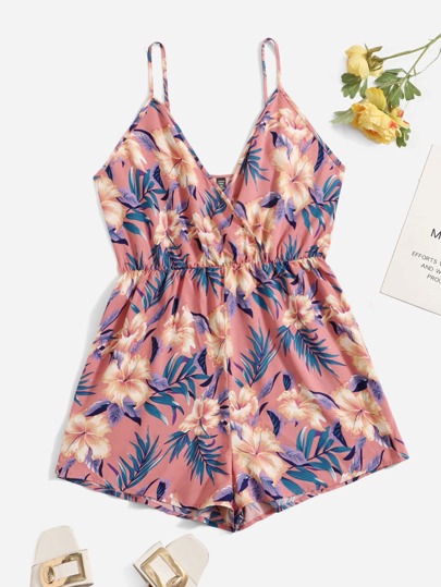 SHEIN VCAY Plus Floral Print Cami Romper | SHEIN USA